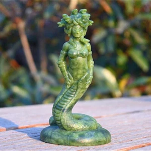 4.6'' Hand Carved Natural Green jade Medusa Reiki Crystal Skull Decor gift 1PC - Picture 1 of 10