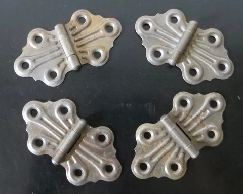 VTG. LOT of 4 BUTTERFLY CABINET DOOR HINDGES Cover