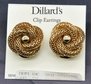Dillard's Sensitive Skin Clip-on Earrings Gold Tone Knot - Imagen 1 de 3