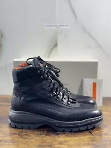 Santoni Mountain Boot Uomo Pelle Nero Gore Tex System Luxury Men Boot Santoni 42 - Foto 1 di 7