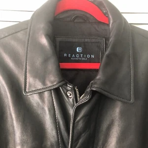 kenneth cole *****black leather jacket**size large - Picture 1 of 5