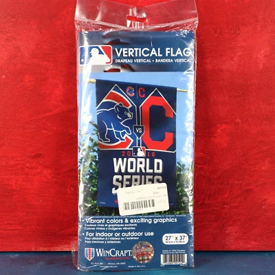 Chicago Cubs Vs Indians 2016 World Series Vertical Flag 27x37 In/Outdoor Sealed - Image 1 of 4