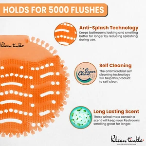 Orange Urinal Screen Cakes Mats Deodorizer Freshener, Citrus Scented, Pack of 10 - Picture 1 of 12