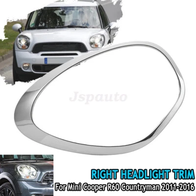 Borde de bisel de lámpara de faro lado derecho del pasajero cromado para Mini Cooper Countryman Foto 1 de 4