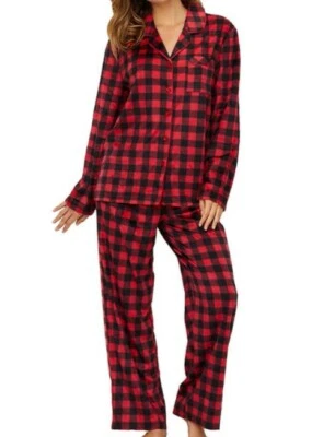 KAREN NEUBURGER КРАСНЫЙ ЧЕРНЫЙ ЧЕК ТЕПЛАЯ ПИЖАМА ТОП И ДЛИННЫЕ БРЮКИ КОМПЛЕКТ БОЛЬШОЙ - Изображение 1 из 2