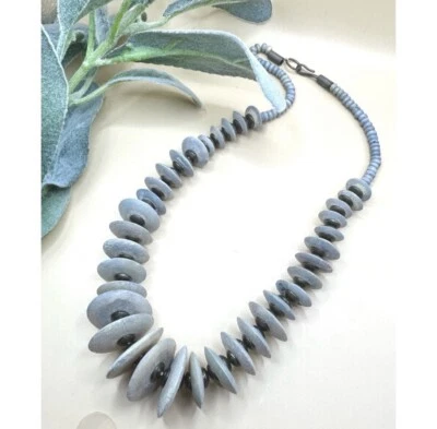 Collar Disco Graduado Madera Gris Vintage Mod Boho Bohemio Cierre de Gancho Foto 1 de 2