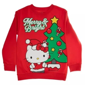 Christmas Shoppe Merry & Bright Hello Kitty Youth Sweatshirt - Size XS - Picture 1 of 3