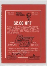 1990 Calgary 88's Team Issue KFC Coupon #KFCC