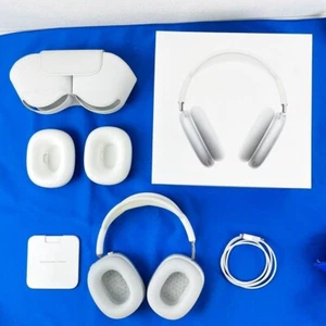 Auriculares inalámbricos sobre la oreja Apple AirPods Max blancos con estuche inteligente probados funcionando - Imagen 1 de 10