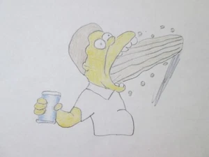 Die Simpsons Zeichengruppe von 12 Bill Plympton signierte farbige Zellenzeichnungen - Bild 1 von 6