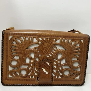 Ladies Vintage Leather Mexican Tooled Tourist Handbag *Beautiful* Purse - Picture 1 of 24