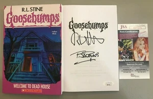 RL STINE & TIM JACOBUS SIGNED GOOSEBUMPS WELCOME TO DEAD HOUSE BOOK JSA COA - Picture 1 of 5