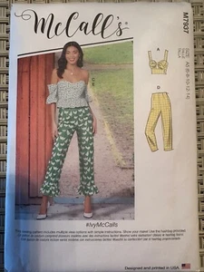 McCall's Muster M7937 MISSES TOPS HOSE Rüschen Off-Shoulder Capri Crop Plus - Bild 1 von 2