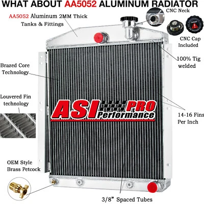 3 Row Aluminum Radiator For 1948-1954 Chevrolet Chevy GMC Truck 3100 3600 V8 - Image 1 of 4