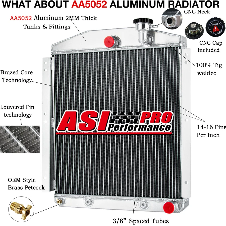 3 Row Aluminum Radiator For 1948-1954 Chevrolet Chevy/GMC Truck 3100 3600 CC4854 - Image 1 of 4