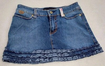 Minifalda Eckored Junior Talla 3 Azul Denim Bolsillos Volantes Y2K Vacaciones de Verano Foto 1 de 4