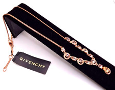 Givenchy Rose Gold Cubic Zirconia Teardrop Y Statement  Necklace