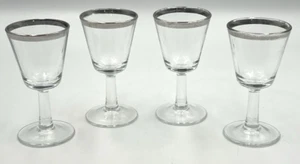 4 Cristal D’Arques Durand Parisienne Platinum Silver Band Cordial Glass 3 3/8” T - Picture 1 of 7