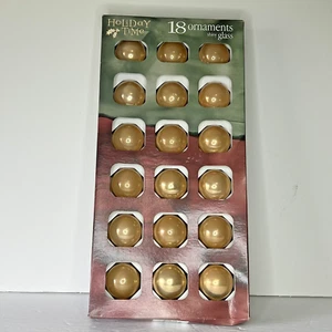 VTG Holiday Time Shiny Glass Set of 18 Christmas Ornaments 1.75" Golden Rauch - Picture 1 of 12