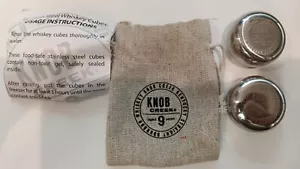 Knob Creek Stainless Steel Reusable Ice Cubes, Set of 2 w/Burlap Bag Brand New - Picture 1 of 2