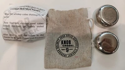 Knob Creek Stainless Steel Reusable Ice Cubes, Set of 2 w/Burlap Bag Brand New - Image 1 of 2