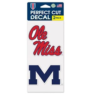 MISSISSIPPI OLE MISS REBELS 4"X4" DIE CUT DECAL 2-PACK CAR HOME NEW WINCRAFT 🔥