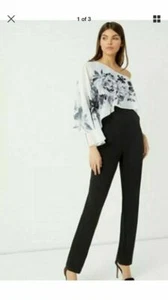 New Lipsy Ambre Mono 1 Shoulder Black Floral Jumpsuit Size UK 12 Party Wedding - Picture 1 of 7