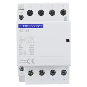 4 Pole Contactor 120 VAC Coil Silent NO 50AMP 50A, 40A, 30A, 25A 20 3phase Power - Picture 1 of 4