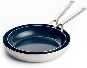 Tri-Ply Cookware Set, Stainless Steel, Ceramic Nonstick, 9.5" 11" Frying Pan Ski - Picture 1 of 10