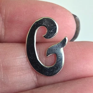 Vintage Initial Letter G Silver Tone Lapel Tie Pin 3/4" - Picture 1 of 5
