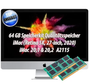 64 GB DDR4 SO-DIMM PC4 2666 MHz Arbeitsspeicher  iMac 27 Modell 2020  A2115 - Bild 1 von 1