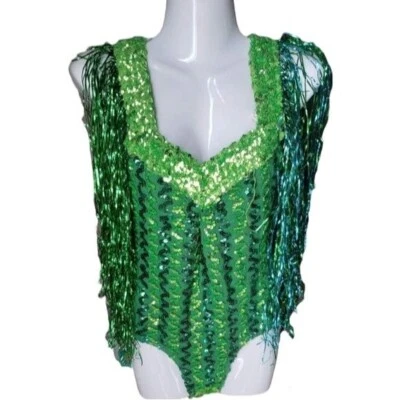 Mardi Gras St. Patrick's Day Leotard Parade Dance Costume Celebration Vintage S - Image 1 of 4