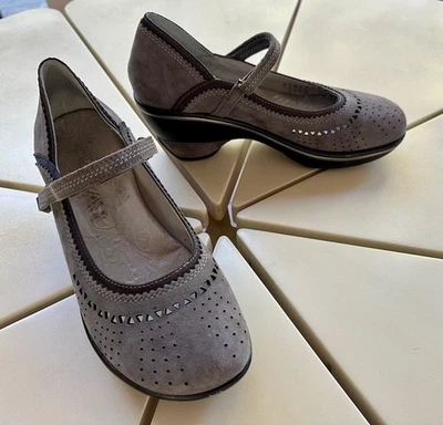 ZAPATOS JAMBU ENCORE de cuero gris Mary Jane con cuña para mujer talla 7 se ajusta como 6,5 EE. UU. Foto 1 de 4