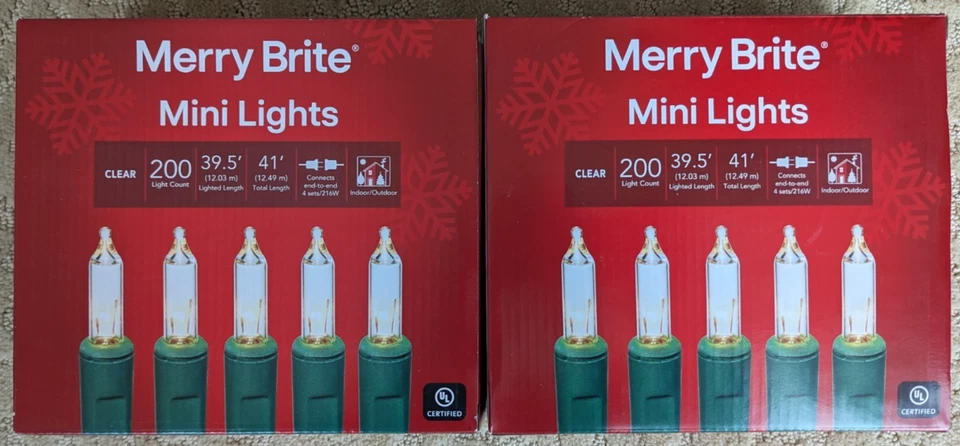 41ft Merry Brite 200 Count Mini Clear Lights on Green Wire Christmas 2 Pack - Image 1 of 1
