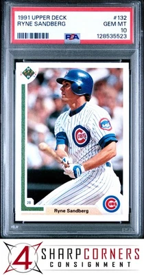 1991 UPPER DECK #132 RYNE SANDBERG CUBS HOF PSA 10 - Imagem 1 de 3