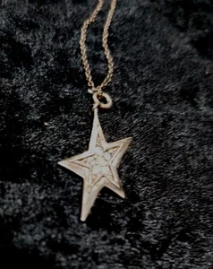 Vintage Sterling Silver Rhinestone Pave Star Charm 2.54g 925 Chain 18" - Picture 1 of 7