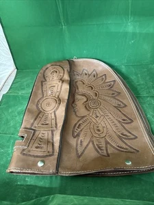 Genuine Leather Hand Crafted Vintage Aztec Mayan Indian Art Golf Club Cover - Picture 1 of 11