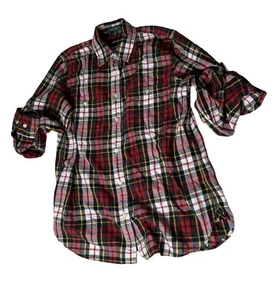 Lauren Ralph Lauren Weihnachten kariert Button Down Damen Gr. M Rollriegel Ärmel Top - Bild 1 von 12