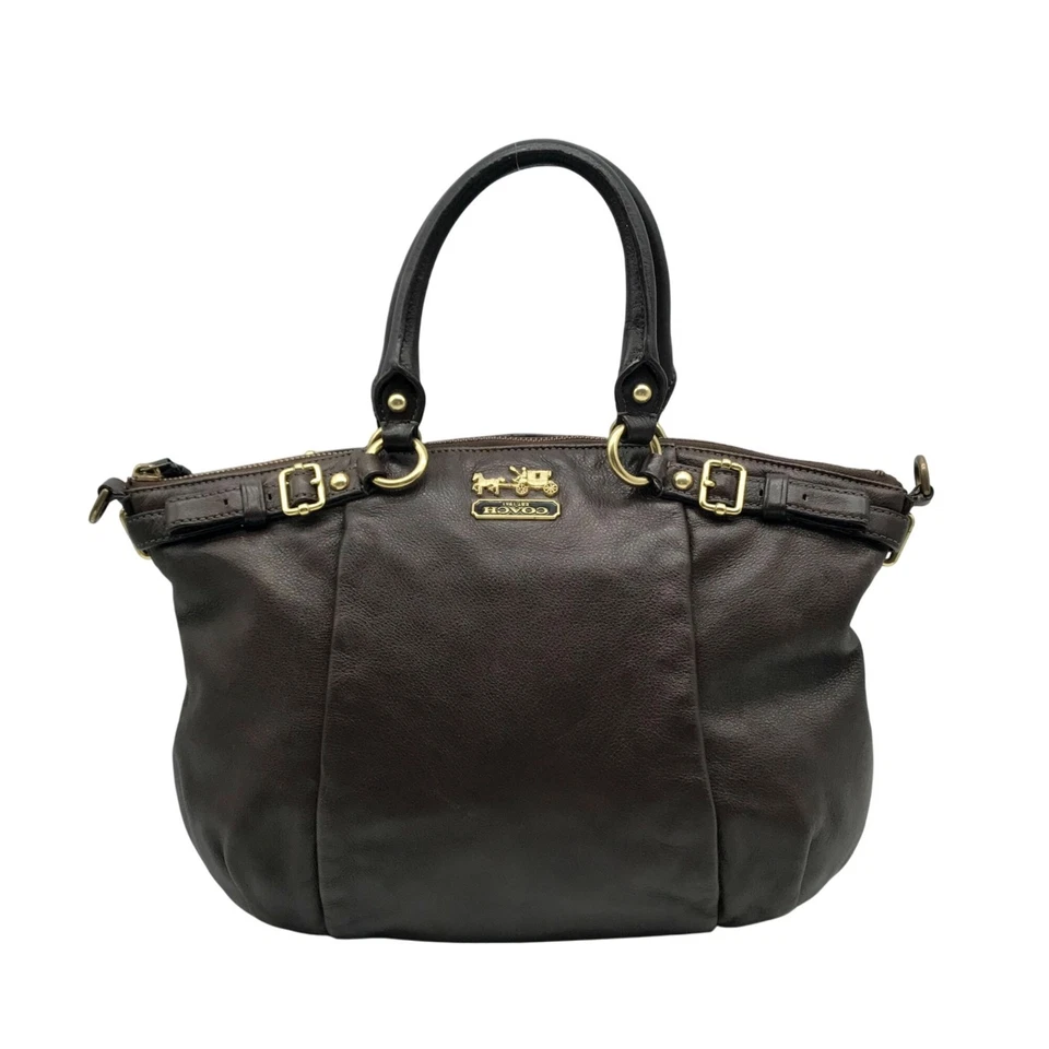 Coach Dark Brown Leather Madison Convertible Satchel Bag 18609 - Image 1 of 4