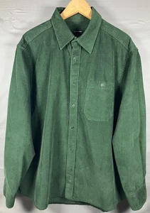 J Peterman Shirt Mens Large Green Corduroy Button Up Long Sleeve Pocket Cotton - Picture 1 of 10