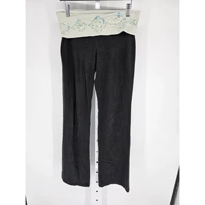Pantaloni yoga Y2K ROSA by Victorias Secret taglia M neri pieghevoli in vita paillettes - Foto 1 di 4