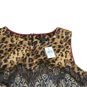 Ann Taylor Dress Size 12 Leopard Print Lace Overlay Sleeveless Party - Picture 1 of 4