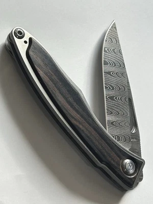 Chris Reeve Knives Macassar Ebony Ladder Damascus Drop Point Rare near Mint - Image 1 of 4
