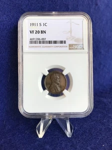 1911-S Lincoln Cent 1c Wheat Penny *NGC VF20 Very Fine* - Picture 1 of 5