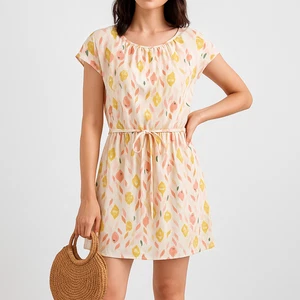 Lauren Conrad Belted Floral Short Sleeve Mini Dress Womens Size XXL Lightweight - Picture 1 of 15
