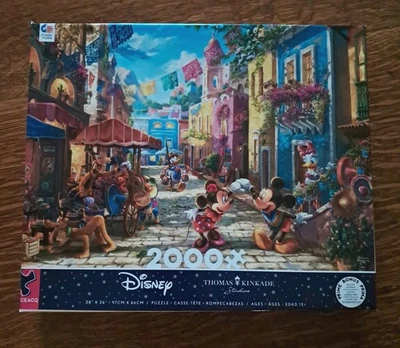 COMPLETE! Disney Thomas Kinkade "Mickey & Minnie In Mexico" 2000 Pc. Puzzle - Image 1 of 4