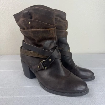 Botas OTBT Hay Ride Cuero Envejecido Eje Medio Western Tacón Inclinado Marrón 10 Foto 1 de 4