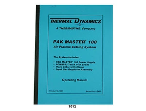 Thermal Dynamics Pakmaster 100 Plasma Cutter Operating Manual *1012 - Picture 1 of 5
