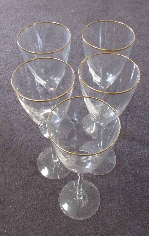 ВИНТАЖНЫЙ ОЧЕНЬ КРАСИВЫЙ ЗОЛОТОЙ АКЦЕНТ ВИННЫЕ БОКАЛЫ НАБОР ИЗ 5 - Изображение 1 из 1