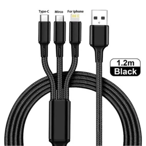 3 in 1 Multi USB Charger Charging Cable Cord For Micro USB TYPE C Android iPhone - Picture 1 of 16